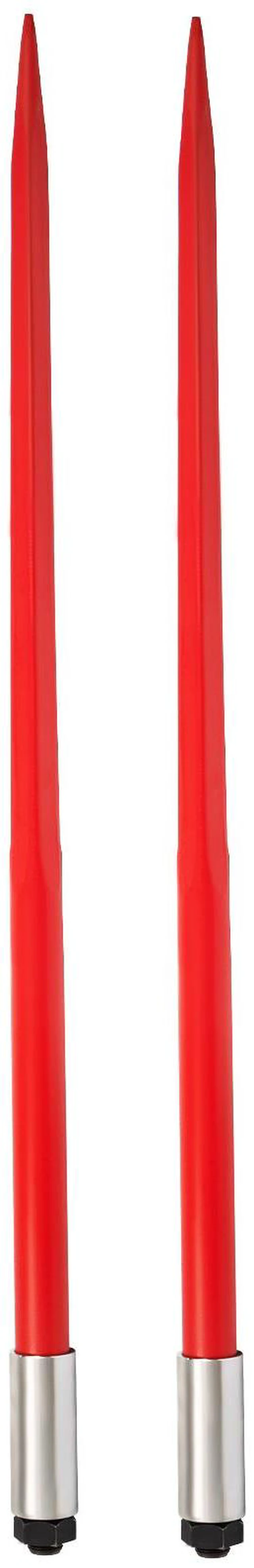 Alt view image 3 of 7 - Pair Hay Spear 49" Bale Spear 3000 lbs Capacity, Bale Spike Quick Attach Square Hay Bale Spears 1 3/4", Red Coated Bale Forks, Bale Hay Spike with Hex Nut & Sleeve for Buckets Tractors Loaders