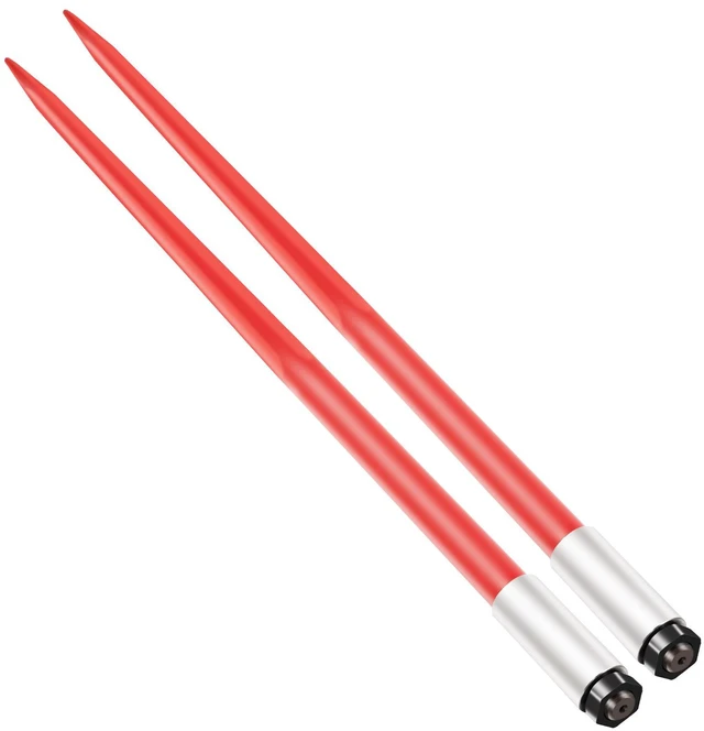 Alt view image 4 of 7 - Pair Hay Spear 49" Bale Spear 3000 lbs Capacity, Bale Spike Quick Attach Square Hay Bale Spears 1 3/4", Red Coated Bale Forks, Bale Hay Spike with Hex Nut & Sleeve for Buckets Tractors Loaders