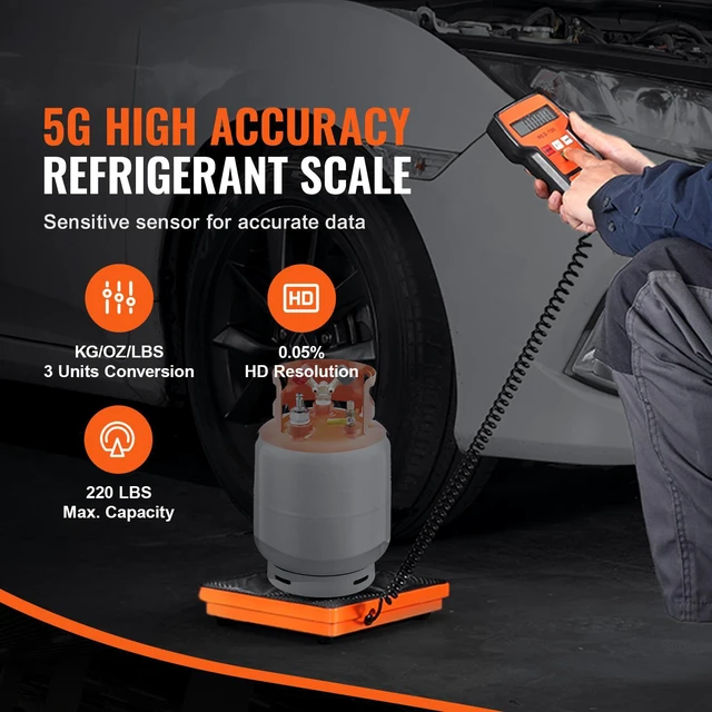 Alt view image 4 of 7 - Refrigerant Scale 220 LBS HAVC Charging Recovery Freon Scale, with Wired Remote Control, 5g High Precision Electronic Digital Recovery Weight Scale with Case and Dry Battery