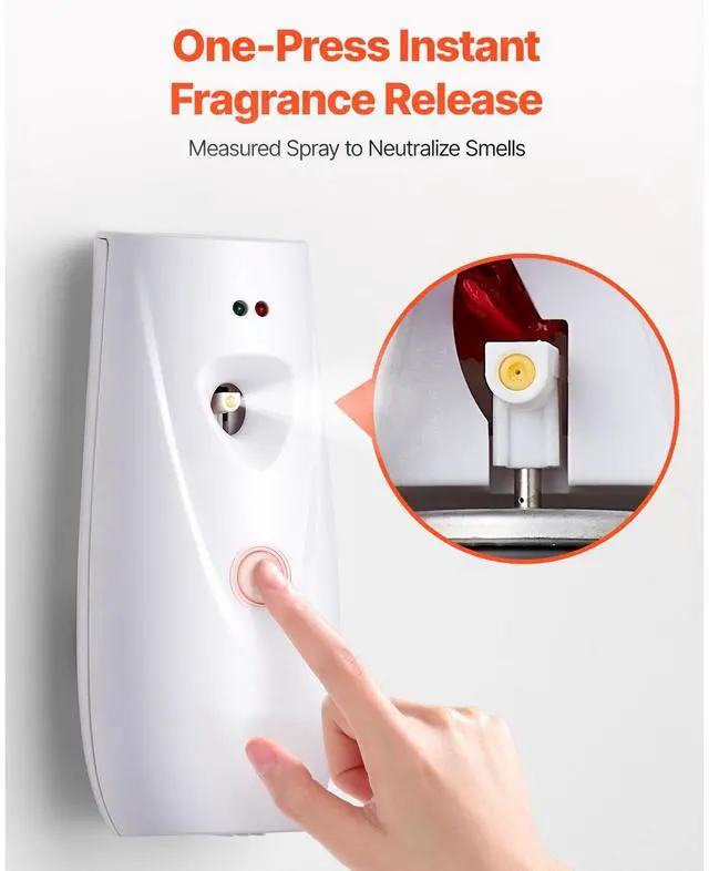 Alt view image 5 of 7 - Automatic Air Freshener Spray Dispenser, 2-Pack, Wall Mounted or Free Standing, Battery Operated, Multiple Time Settings for Home, Indoor, Bathrooms, Offices, Hotels, Commercial Places, White