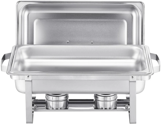Alt view image 2 of 7 - 8 Qt 2 Pack Rectangle Chafing Dish Buffet Set Full Size Pan Stainless Steel