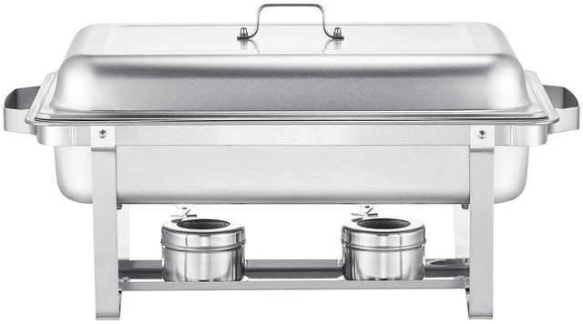 Alt view image 3 of 7 - 8 Qt 2 Pack Rectangle Chafing Dish Buffet Set Full Size Pan Stainless Steel