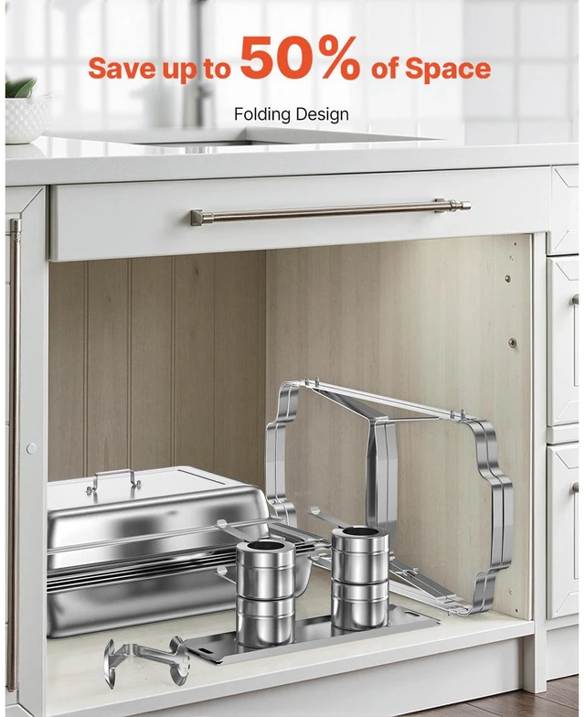 Alt view image 5 of 7 - 8 Qt 2 Pack Rectangle Chafing Dish Buffet Set Full Size Pan Stainless Steel