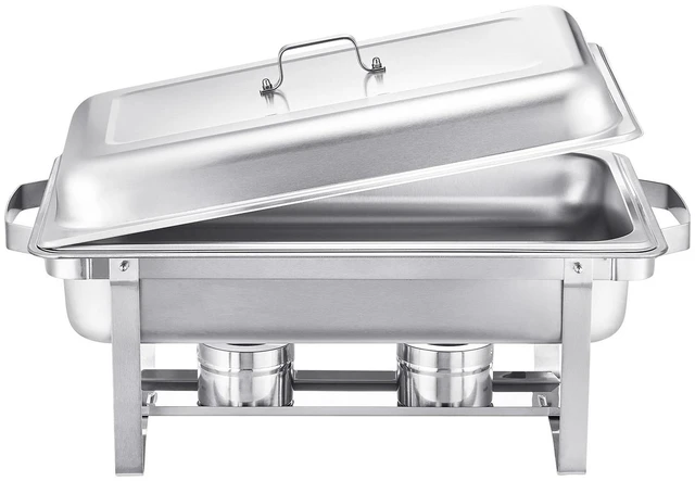 Alt view image 6 of 7 - 8 Qt 2 Pack Rectangle Chafing Dish Buffet Set Full Size Pan Stainless Steel
