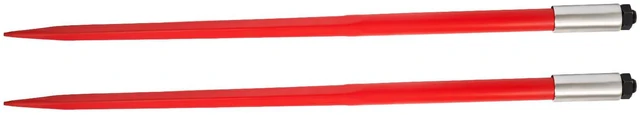 Alt view image 2 of 7 - Pair Hay Spear 49" Bale Spear 3000 lbs Capacity, Bale Spike Quick Attach Square Hay Bale Spears 1 3/4", Red Coated Bale Forks, Bale Hay Spike with Hex Nut & Sleeve for Buckets Tractors Loaders