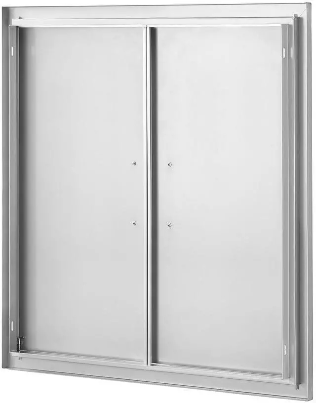 Alt view image 5 of 7 - BBQ Access Door, 31W x 31H Inch Double Outdoor Kitchen Door, Stainless Steel Flush Mount Door, Wall Vertical Door with Handles, for BBQ Island, Grilling Station, Outside Cabinet