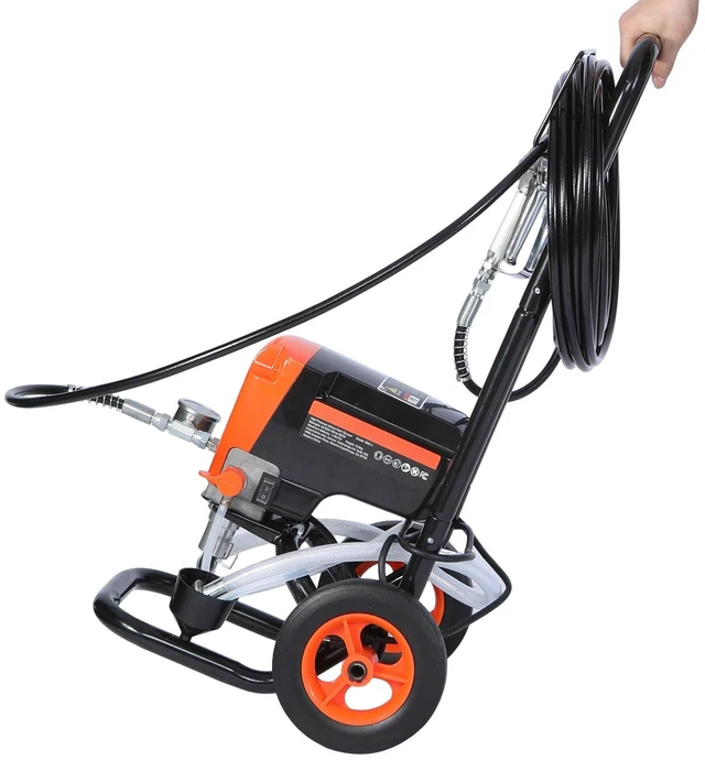 Alt view image 2 of 6 - Stand Airless Paint Sprayer, 900W, 3300PSI High Pressure Airless Sprayer with Cart, Cleaning Brush, Hose, Extension Rod, Nozzles, Electric Spray Paint Machine for Interior or Exterior of House
