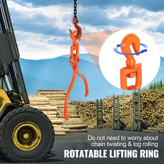 Alt view image 5 of 6 - Log Skidding Tongs, 18 inch 2 Claw Log Lifting Tongs, Heavy Duty Rotating Steel Lumber Skidding Tongs, 772 lbs/350 kg Loading Capacity, Log Lifting, Handling, Dragging & Carrying Tool