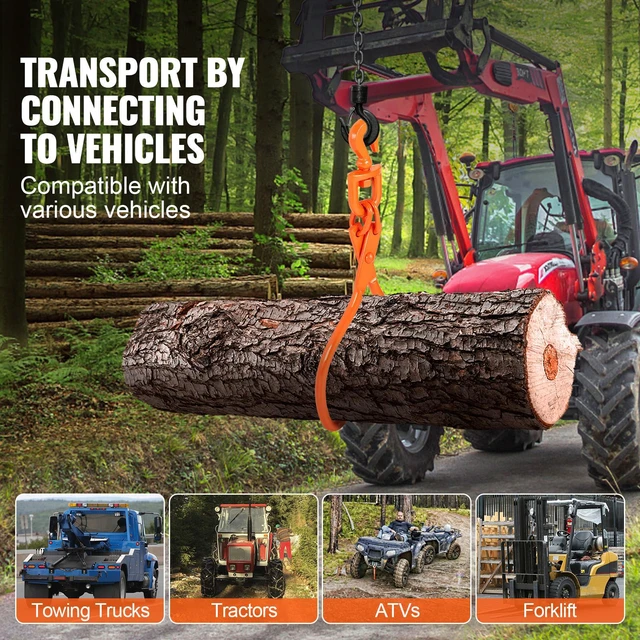 Alt view image 4 of 6 - Log Skidding Tongs, 18 inch 2 Claw Log Lifting Tongs, Heavy Duty Rotating Steel Lumber Skidding Tongs, 772 lbs/350 kg Loading Capacity, Log Lifting, Handling, Dragging & Carrying Tool
