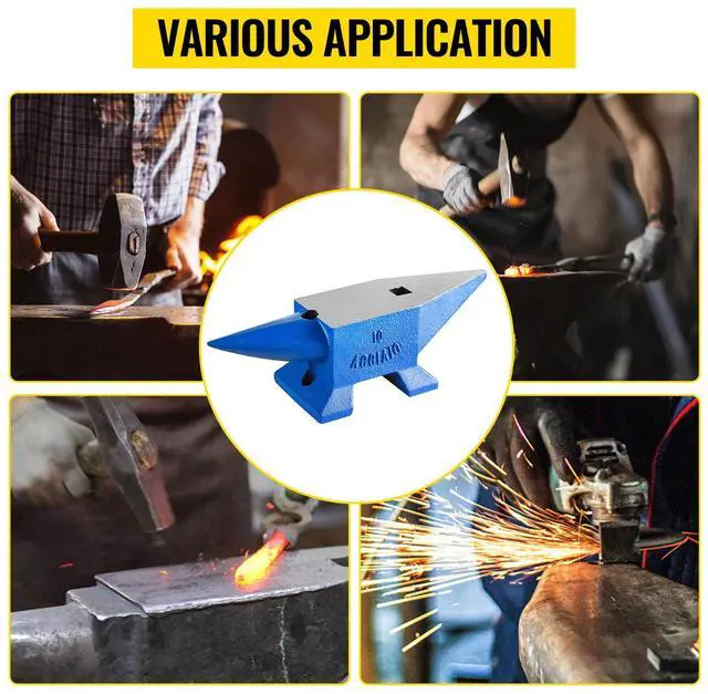 Alt view image 2 of 7 - Single Horn Anvil 22Lbs Steel Anvil Blacksmith for Sale Forge Steel Tools W/ Round and Square Hole and Equipment Anvil Rugged Blacksmith Jewelers Durable and Robust Metalsmith Tool