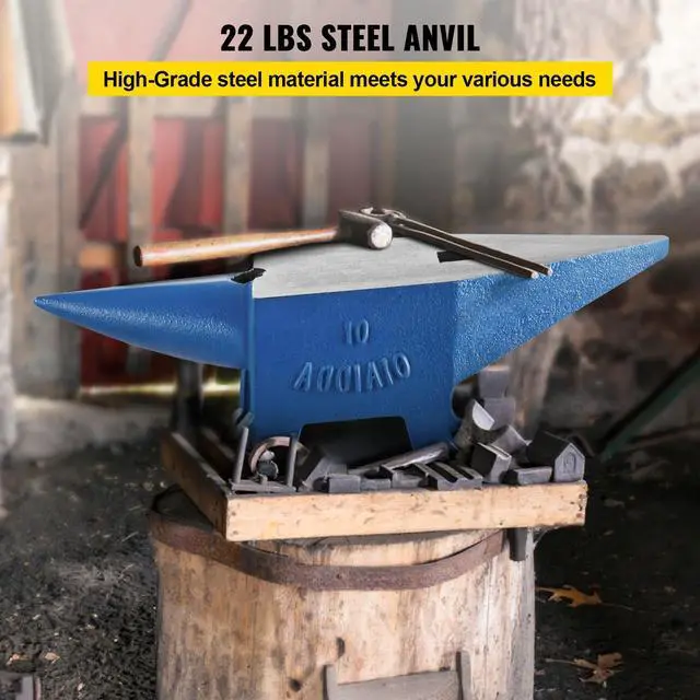 Alt view image 7 of 7 - Single Horn Anvil 22Lbs Steel Anvil Blacksmith for Sale Forge Steel Tools W/ Round and Square Hole and Equipment Anvil Rugged Blacksmith Jewelers Durable and Robust Metalsmith Tool