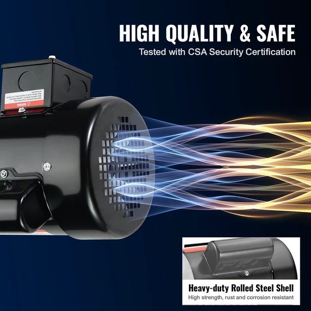 Alt view image 4 of 7 - 1HP Electric Motor 3450 rpm, AC 115V/230V, 56C Frame, Air Compressor Motor Single Phase, 5/8" Keyed Shaft, CW/CCW Rotation for Agricultural Machinery and General Equipment