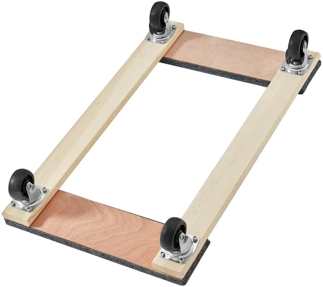 Alt view image 4 of 7 - Furniture Dolly, 1000 lbs Load Capacity, 18" x 30", 4 x 3" PP Swivel Casters, Heavy Duty Hardwood Furniture Moving Dolly, Mover's Dolly, Moving Cart with Wheels for Heavy Furniture Home Cleaning