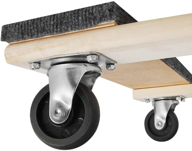 Alt view image 6 of 7 - Furniture Dolly, 1000 lbs Load Capacity, 18" x 30", 4 x 3" PP Swivel Casters, Heavy Duty Hardwood Furniture Moving Dolly, Mover's Dolly, Moving Cart with Wheels for Heavy Furniture Home Cleaning