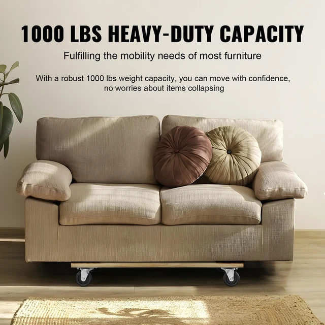 Alt view image 7 of 7 - Furniture Dolly, 1000 lbs Load Capacity, 18" x 30", 4 x 3" PP Swivel Casters, Heavy Duty Hardwood Furniture Moving Dolly, Mover's Dolly, Moving Cart with Wheels for Heavy Furniture Home Cleaning