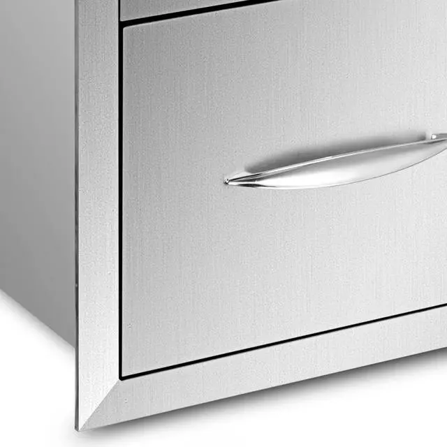 Alt view image 5 of 7 - Outdoor Kitchen Door Drawer Combo 29.5" W x 22.6" H x 21.7''D, Access Door/Triple Drawers with Propane Drawer and Adjustable Garbage Ring, Perfect for BBQ Island Patio Grill Station