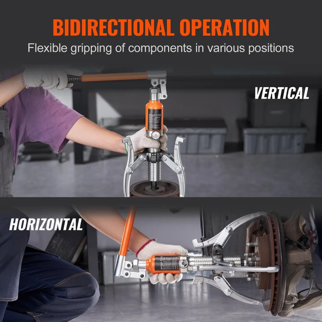 Alt view image 2 of 7 - Hydraulic Gear Puller, 15 Ton Max Capacity Wheel Bearing Pulling Separator, 2 or 3 Jaws Puller, Vertically and Horizontally, 12" Jaw Hydraulic Puller with Case for Pulling Hubs