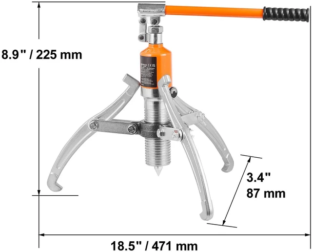 Alt view image 5 of 7 - Hydraulic Gear Puller, 15 Ton Max Capacity Wheel Bearing Pulling Separator, 2 or 3 Jaws Puller, Vertically and Horizontally, 12" Jaw Hydraulic Puller with Case for Pulling Hubs