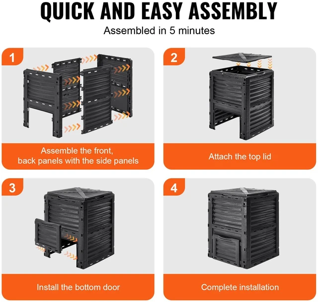 Alt view image 4 of 7 - Garden Compost Bin 80 Gal, BPA Free Composter, Large Capacity Outdoor Composting Bin with Top Lid and Bottom Door, Easy Assembling, Lightweight, Fast Creation of Fertile Soil