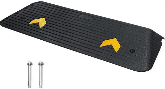 Main image of Upgraded Rubber Threshold Ramp, 1.5" Rise Wheelchair Ramp Doorway, Natural Curb Ramp Rated 33069Lbs Load Capacity, Non-Slip Textured Surface Rubber Curb Ramp for Wheelchair and Scooter Black