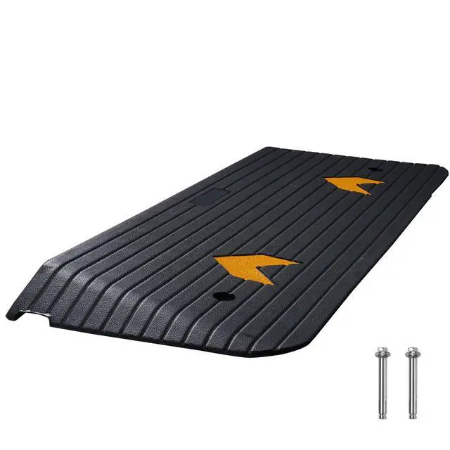 Alt view image 6 of 7 - Upgraded Rubber Threshold Ramp, 1.5" Rise Wheelchair Ramp Doorway, Natural Curb Ramp Rated 33069Lbs Load Capacity, Non-Slip Textured Surface Rubber Curb Ramp for Wheelchair and Scooter Black