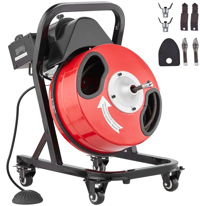 Alt view image 4 of 7 - Drain Cleaner Machine 50FT x 1/2 Inch Manual Feed Snake Auger with Wheels