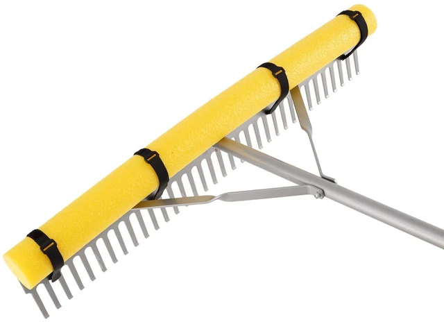 Alt view image 7 of 7 - Landscape Rake, 36 inch Wide Head 102 inch Handle, Large Heavy Duty Aluminum Landscaping Leaf Rake Tool, Asphalt Level for Loosening Soil, Garden & Yard, Pond Gravel & Beach Lawn Care, 52ft Rope