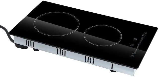 Main image of Built in Electric Stove Top, 20 x 11.6 inch 2 Burners, 110V Glass Radiant Cooktop with Sensor Touch Control, Timer & Child Lock Included, 9 Power Levels for Simmer Steam Slow Cook Fry