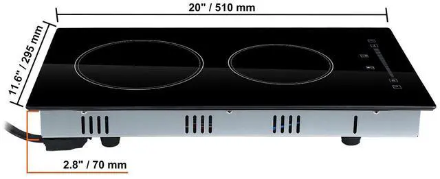Alt view image 2 of 7 - Built in Electric Stove Top, 20 x 11.6 inch 2 Burners, 110V Glass Radiant Cooktop with Sensor Touch Control, Timer & Child Lock Included, 9 Power Levels for Simmer Steam Slow Cook Fry