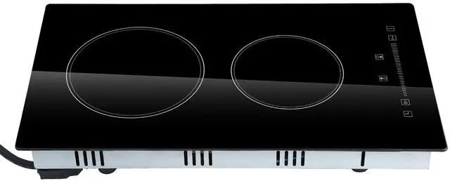 Alt view image 6 of 7 - Built in Electric Stove Top, 20 x 11.6 inch 2 Burners, 110V Glass Radiant Cooktop with Sensor Touch Control, Timer & Child Lock Included, 9 Power Levels for Simmer Steam Slow Cook Fry