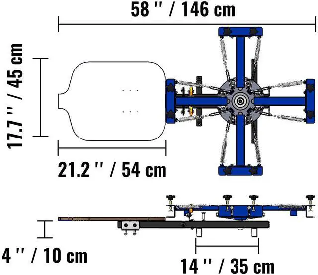Alt view image 5 of 7 - 4 Color 1 Station Screen Printing Machine, 21.2x17.7in / 54x45cm Screen Printing Press 360° Rotable Silk, Double-Layer Positioning Pallet for T-Shirt DIY Printing