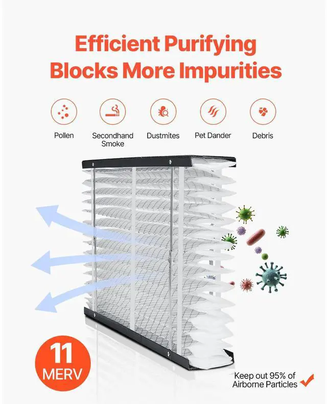 Alt view image 7 of 7 - Air Filters MERV 11 Electrostatic Pleated HVAC Furnace Filter 2-Pack 16 x 28 x 4