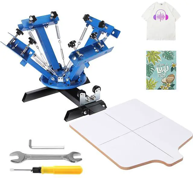 Main image of 4 Color 1 Station Screen Printing Machine, 21.2x17.7in / 54x45cm Screen Printing Press 360° Rotable Silk, Double-Layer Positioning Pallet for T-Shirt DIY Printing