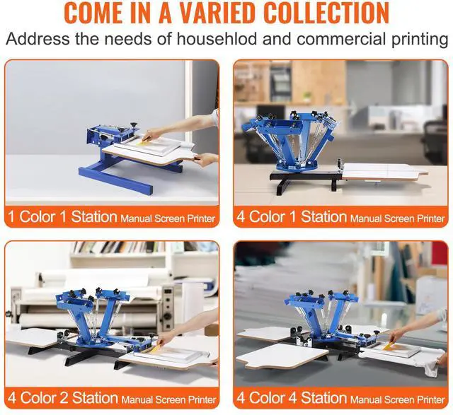 Alt view image 7 of 7 - 4 Color 1 Station Screen Printing Machine, 21.2x17.7in / 54x45cm Screen Printing Press 360° Rotable Silk, Double-Layer Positioning Pallet for T-Shirt DIY Printing