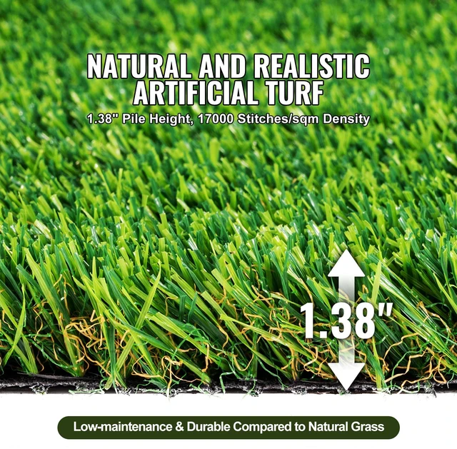Alt view image 5 of 7 - Artifical Grass, 4 x 6 ft Rug Green Turf, 1.38"Fake Door Mat Outdoor Patio Lawn Decoration, Easy to Clean with Drainage Holes, Perfect For Multi-Purpose Home Indoor Entryway Scraper Dog Mats
