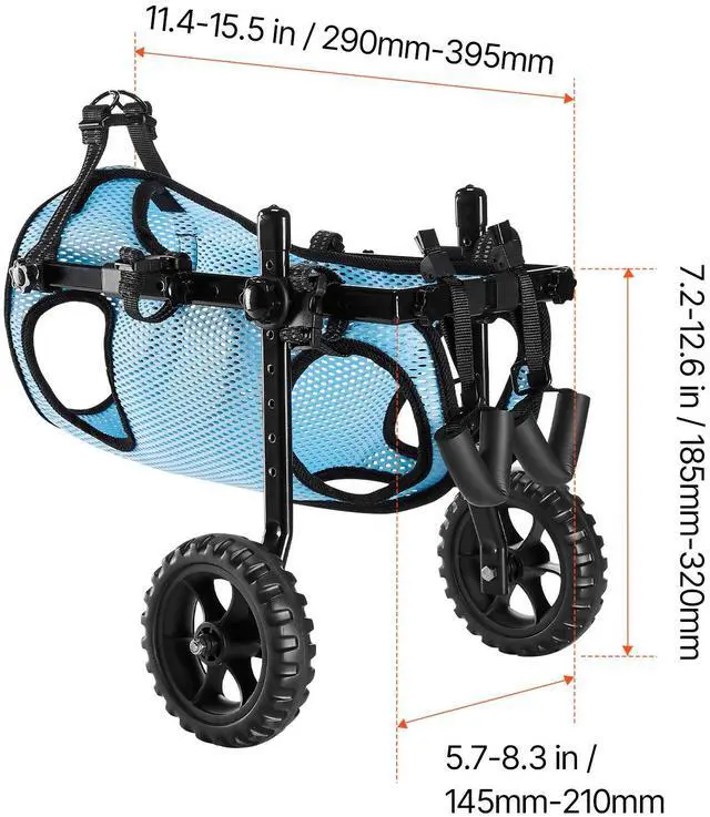 Alt view image 3 of 7 - Dog Wheelchair for Back Legs, Adjustable 2 Wheels Pet Wheelchair, Lightweight Dog Cart with Shock-Absorbing Wheels, Mobility Support Wheel Chair for Disabled Injured Dogs up to 33lbs, Medium