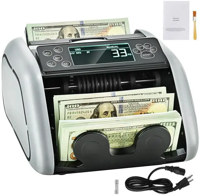 Alt view image 5 of 7 - Money Counter Machine, Bill Counter with UV, MG, IR and DD Counterfeit Detection, USD & EUR Cash Counting Machine with Large LCD & External Display for Small Business