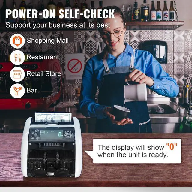 Alt view image 7 of 7 - Money Counter Machine, Bill Counter with UV, MG, IR and DD Counterfeit Detection, USD & EUR Cash Counting Machine with Large LCD & External Display for Small Business