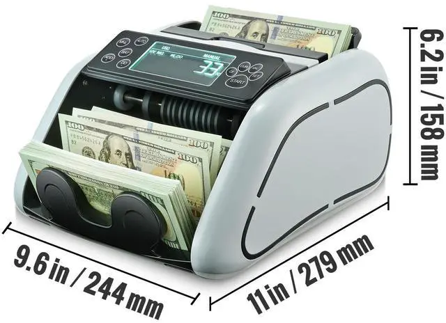 Alt view image 4 of 7 - Money Counter Machine, Bill Counter with UV, MG, IR and DD Counterfeit Detection, USD & EUR Cash Counting Machine with Large LCD & External Display for Small Business