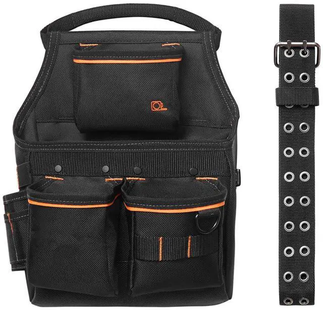Main image of Tool Pouch with Belt, 14 Pockets Professional Tool Belt Pouch for Men, Heavy Duty Detachable Adjustable Utility Work Bag for Electrician, Carpenter, Construction, Adjusts Waist 32 to 50 Inches