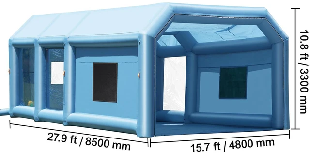 Alt view image 2 of 7 - Inflatable Paint Booth, 27.9 x 15.7 x 10.8 ft Inflatable Spray Booth, Portable Car Paint Booth for Small Truck, with 950W+750W Powerful Blowers and Air Filter System, Large Motorcycle, Midsize S