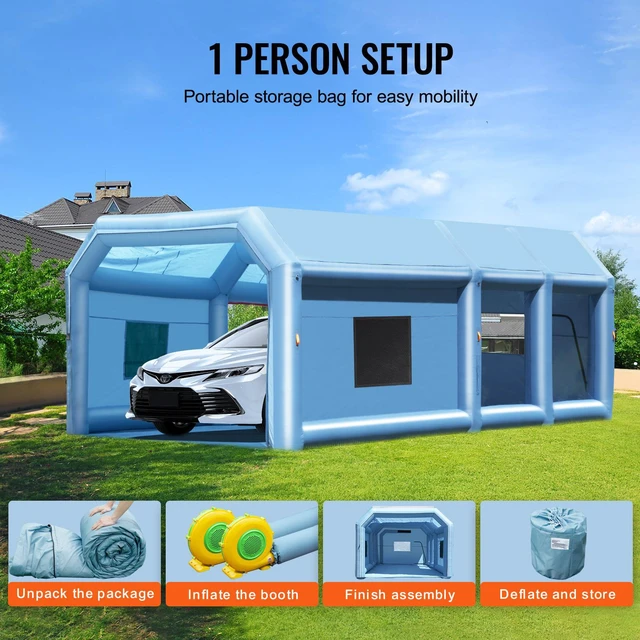 Alt view image 6 of 7 - Inflatable Paint Booth, 27.9 x 15.7 x 10.8 ft Inflatable Spray Booth, Portable Car Paint Booth for Small Truck, with 950W+750W Powerful Blowers and Air Filter System, Large Motorcycle, Midsize S