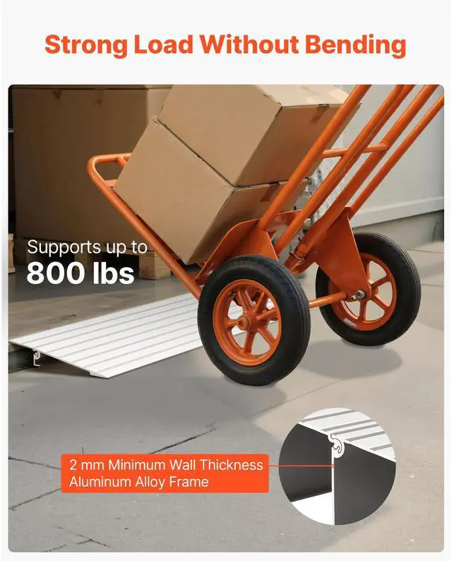 Alt view image 2 of 7 - Door Threshold Ramp, 1 inch Rise, Aluminum Alloy Threshold Ramp Rated 800 lbs Load Capacity, Handicap Ramps for Home Steps for Wheelchair, Scooters, Power Chairs, Walkers, Bicycle, Tricycle