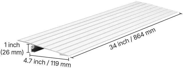 Alt view image 6 of 7 - Door Threshold Ramp, 1 inch Rise, Aluminum Alloy Threshold Ramp Rated 800 lbs Load Capacity, Handicap Ramps for Home Steps for Wheelchair, Scooters, Power Chairs, Walkers, Bicycle, Tricycle