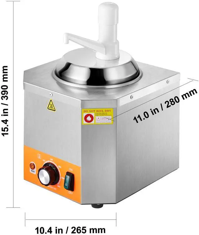 Alt view image 4 of 7 - 2.4L Electric Cheese Dispenser with Pump Commercial Hot Fudge Warmer 86-230