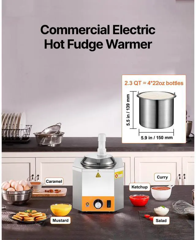 Alt view image 7 of 7 - 2.4L Electric Cheese Dispenser with Pump Commercial Hot Fudge Warmer 86-230