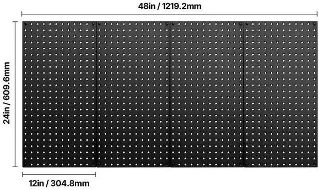 Alt view image 3 of 7 - Metal Pegboard Panels 4 Pcs 24" x 12" Wall Organizer for Garage Tool Storage