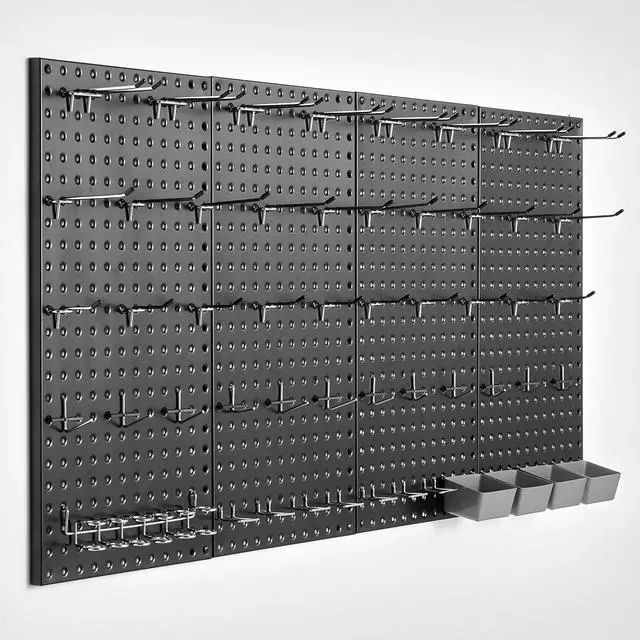 Alt view image 4 of 7 - Metal Pegboard Panels 4 Pcs 24" x 12" Wall Organizer for Garage Tool Storage