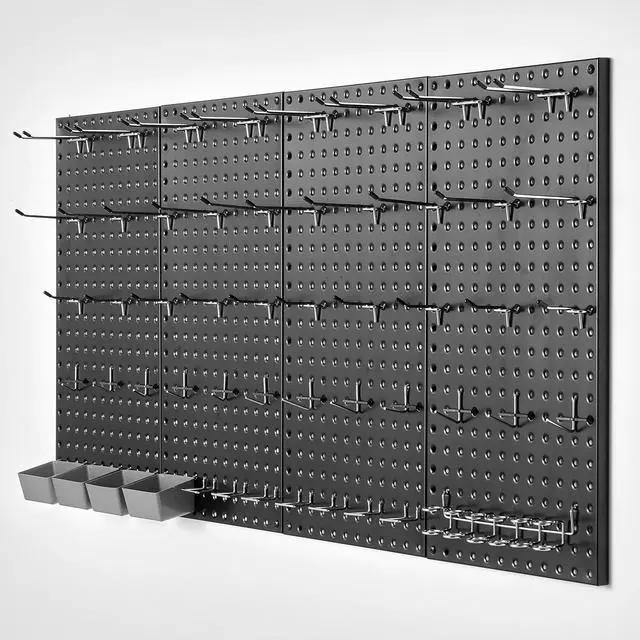 Alt view image 2 of 7 - Metal Pegboard Panels 4 Pcs 24" x 12" Wall Organizer for Garage Tool Storage