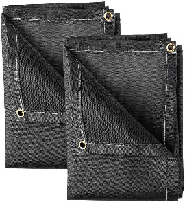 Alt view image 2 of 7 - Fire Blankets, 2 Pack Welding Blankets, 8' x 10' Fire Suppression Blanket, 1022°F Flame Retardant Blanket, Black Fire Emergency Blankets, Fiberglass Fire Retardant Blanket with 12 Brass Grommets